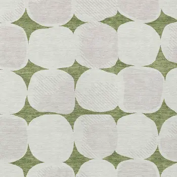 5' X 8' Green And Beige Abstract Washable Indoor Outdoor Area Rug