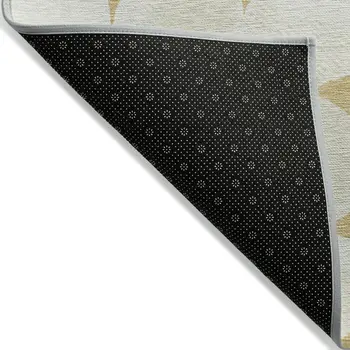 3' X 5' Gold And Beige Abstract Washable Indoor Outdoor Area Rug