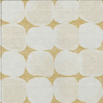 5' X 8' Gold And Beige Abstract Washable Indoor Outdoor Area Rug