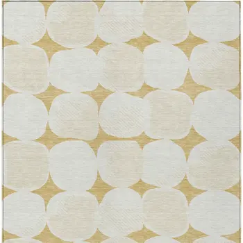8' X 10' Gold And Beige Abstract Washable Indoor Outdoor Area Rug