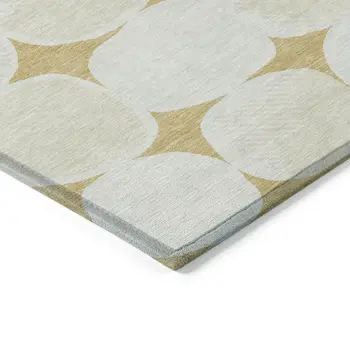 8' X 10' Gold And Beige Abstract Washable Indoor Outdoor Area Rug