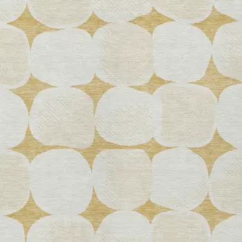 8' X 10' Gold And Beige Abstract Washable Indoor Outdoor Area Rug