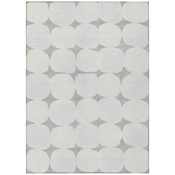 3' X 5' Gray And Beige Abstract Washable Indoor Outdoor Area Rug