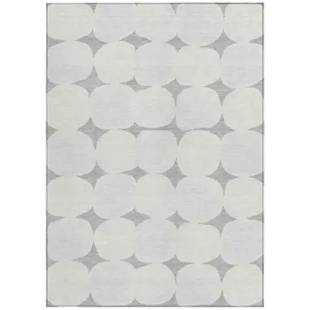 3' X 5' Gray And Beige Abstract Washable Indoor Outdoor Area Rug