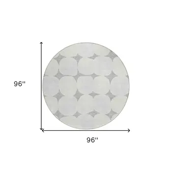 8' Gray And Beige Round Abstract Washable Indoor Outdoor Area Rug