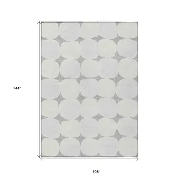 9' X 12' Gray And Beige Abstract Washable Indoor Outdoor Area Rug