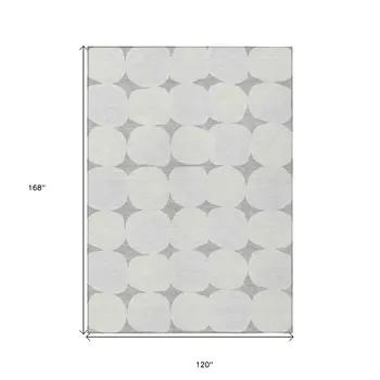 10' X 14' Gray And Beige Abstract Washable Indoor Outdoor Area Rug