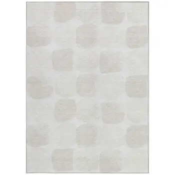 8' X 10' Ivory And Beige Abstract Washable Indoor Outdoor Area Rug