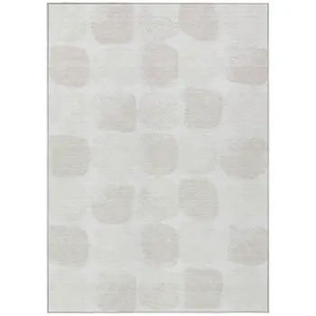 8' X 10' Ivory And Beige Abstract Washable Indoor Outdoor Area Rug
