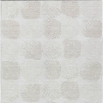 10' X 14' Ivory And Beige Abstract Washable Indoor Outdoor Area Rug