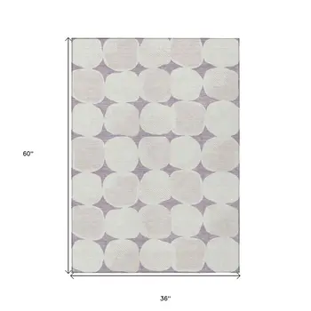 3' X 5' Lavender Beige And Ivory Abstract Washable Indoor Outdoor Area Rug