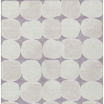 5' X 8' Lavender Beige And Ivory Abstract Washable Indoor Outdoor Area Rug