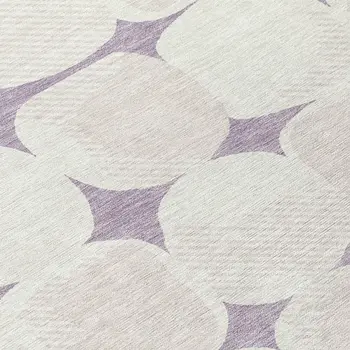 8' Lavender Beige And Ivory Round Abstract Washable Indoor Outdoor Area Rug