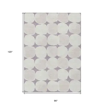 8' X 10' Lavender Beige And Ivory Abstract Washable Indoor Outdoor Area Rug