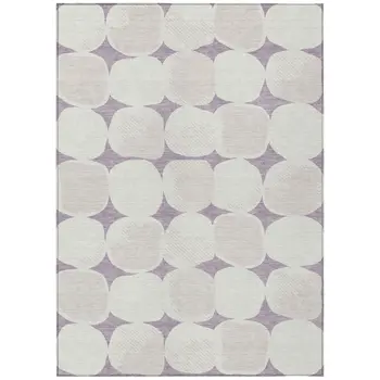 8' X 10' Lavender Beige And Ivory Abstract Washable Indoor Outdoor Area Rug