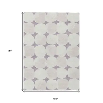 9' X 12' Lavender Beige And Ivory Abstract Washable Indoor Outdoor Area Rug
