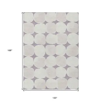 10' X 14' Lavender Beige And Ivory Abstract Washable Indoor Outdoor Area Rug