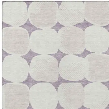 10' X 14' Lavender Beige And Ivory Abstract Washable Indoor Outdoor Area Rug