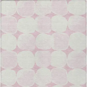 5' X 8' Pink And Ivory Abstract Washable Indoor Outdoor Area Rug