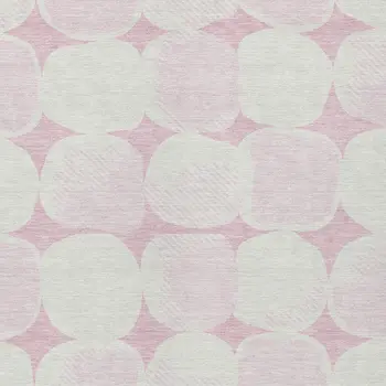 9' X 12' Pink And Ivory Abstract Washable Indoor Outdoor Area Rug