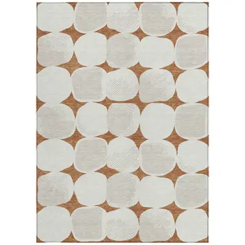 3' X 5' Brown And Ivory Abstract Washable Indoor Outdoor Area Rug
