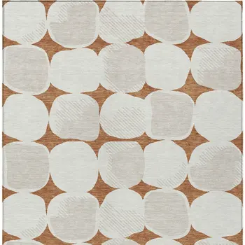 8' X 10' Brown And Ivory Abstract Washable Indoor Outdoor Area Rug
