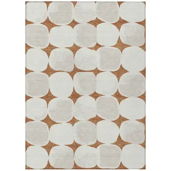 10' X 14' Brown And Ivory Abstract Washable Indoor Outdoor Area Rug