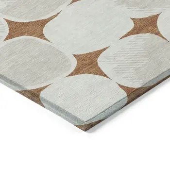10' X 14' Brown And Ivory Abstract Washable Indoor Outdoor Area Rug