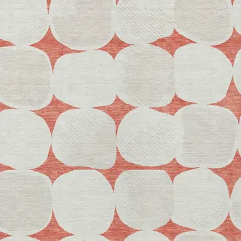 3' X 5' Salmon Beige And Ivory Abstract Washable Indoor Outdoor Area Rug