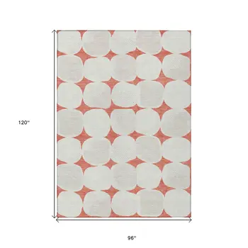 8' X 10' Salmon Beige And Ivory Abstract Washable Indoor Outdoor Area Rug