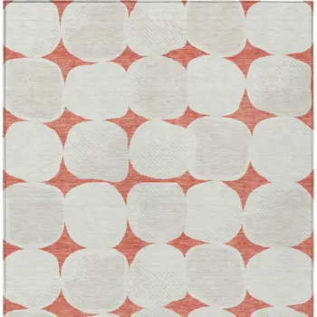 10' X 14' Salmon Beige And Ivory Abstract Washable Indoor Outdoor Area Rug