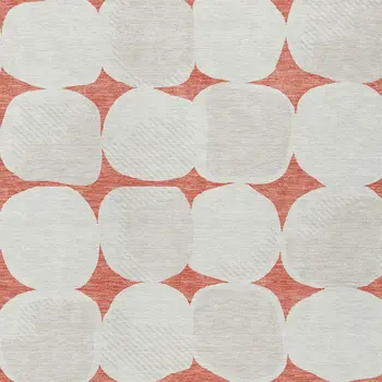10' X 14' Salmon Beige And Ivory Abstract Washable Indoor Outdoor Area Rug