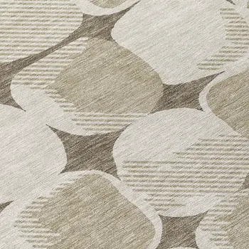 8' Taupe Beige And Gray Round Abstract Washable Indoor Outdoor Area Rug