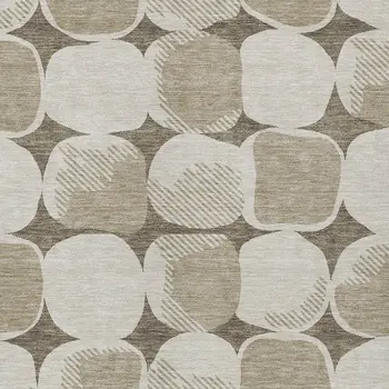 9' X 12' Taupe Beige And Gray Abstract Washable Indoor Outdoor Area Rug