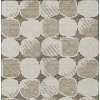 10' X 14' Taupe Beige And Gray Abstract Washable Indoor Outdoor Area Rug