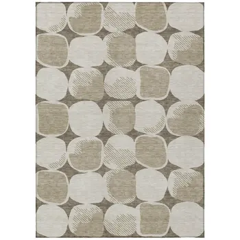 10' X 14' Taupe Beige And Gray Abstract Washable Indoor Outdoor Area Rug