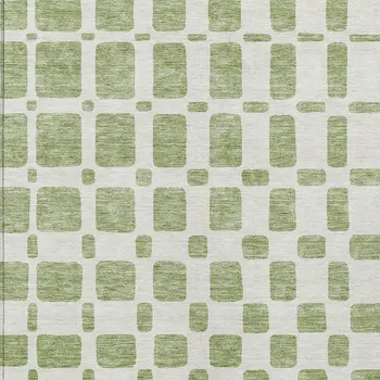 10' X 14' Artichoke Green And Ivory Geometric Washable Indoor Outdoor Area Rug