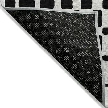 10' X 14' Black And Ivory Geometric Washable Indoor Outdoor Area Rug