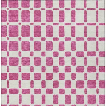 3' X 5' Blush And Ivory Geometric Washable Indoor Outdoor Area Rug