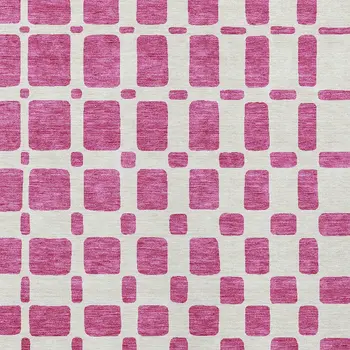 3' X 5' Blush And Ivory Geometric Washable Indoor Outdoor Area Rug