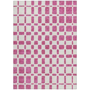 9' X 12' Blush And Ivory Geometric Washable Indoor Outdoor Area Rug