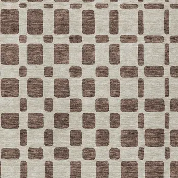 5' X 8' Brown And Beige Geometric Washable Indoor Outdoor Area Rug
