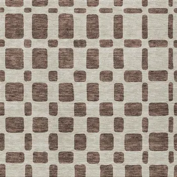 8' X 10' Brown And Beige Geometric Washable Indoor Outdoor Area Rug