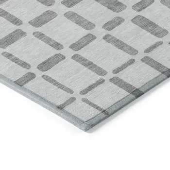 5' X 8' Gray And Ivory Geometric Washable Indoor Outdoor Area Rug