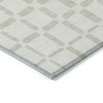 3' X 5' Ivory And Brown Geometric Washable Indoor Outdoor Area Rug