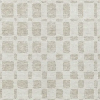 3' X 5' Ivory And Brown Geometric Washable Indoor Outdoor Area Rug
