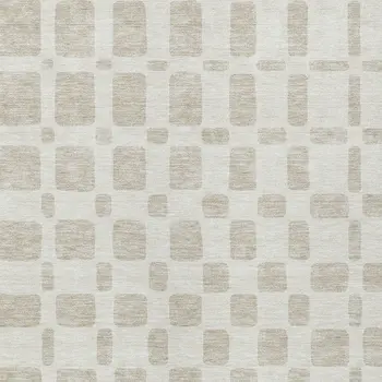 5' X 8' Ivory And Brown Geometric Washable Indoor Outdoor Area Rug