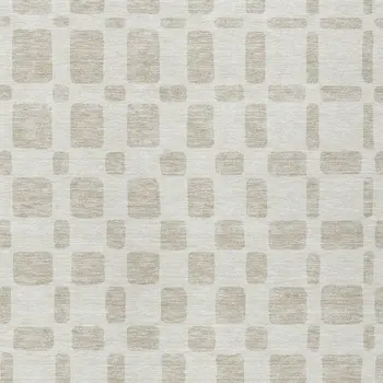 10' X 14' Ivory And Brown Geometric Washable Indoor Outdoor Area Rug