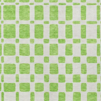 3' X 5' Lime Green And Ivory Geometric Washable Indoor Outdoor Area Rug