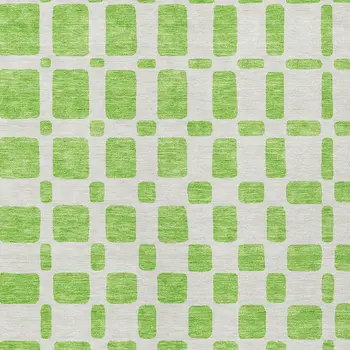 5' X 8' Lime Green And Ivory Geometric Washable Indoor Outdoor Area Rug